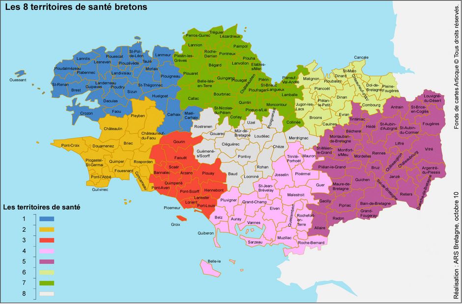 Les 8 territoires de santé bretons